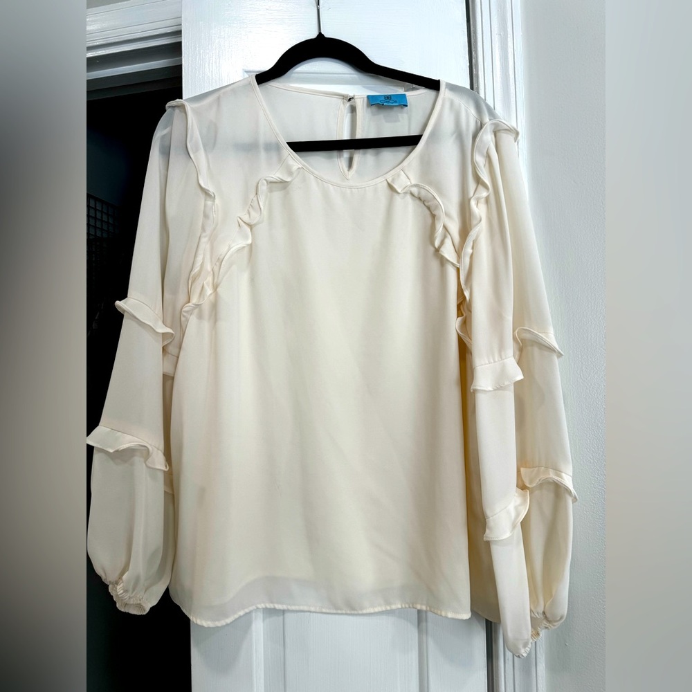 Cece Cream XL Long Sleeve Blouse